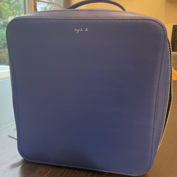 Agnes B. Square Leather Backpack - Picture 1 of 6